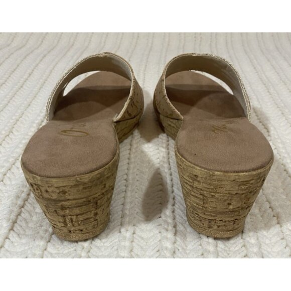 Onex Blanche Linen Stones Cork Wedge Sandals Shoes Made in Italy Womens 11 - Picture 7 of 13